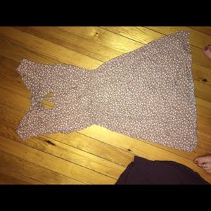 Pink and white floral shirt dress, open back